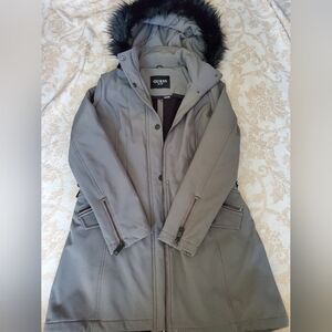 GUESS Women's Charcoal Hooded Ski Jacket
